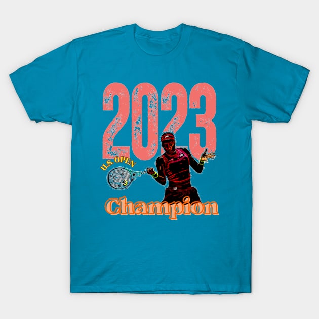 Coco Gauff 2023 U.S. Open Tennis Champion T-Shirt by TeeJaiStudio